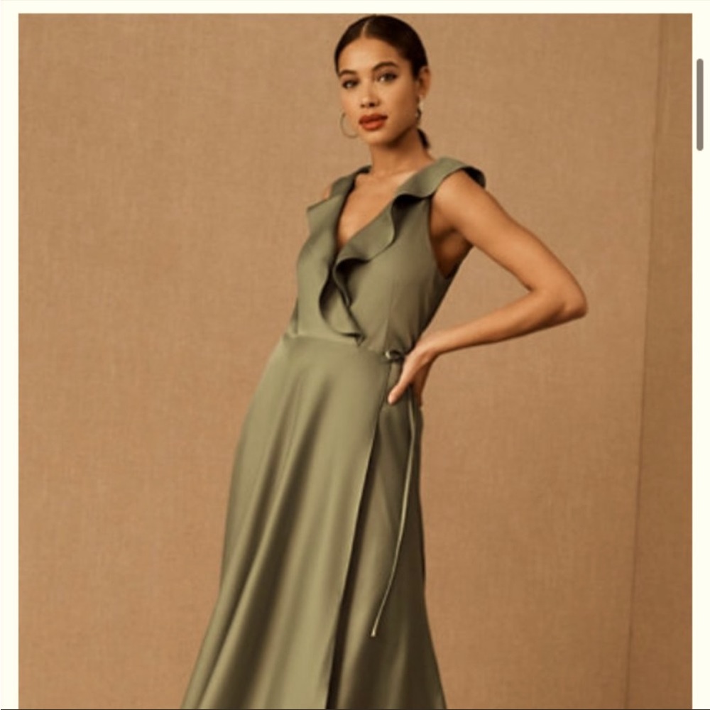 BDHLN Tansy Satin Charmeuse dress in color Moss - Size 0 (would fit size 2-4)
